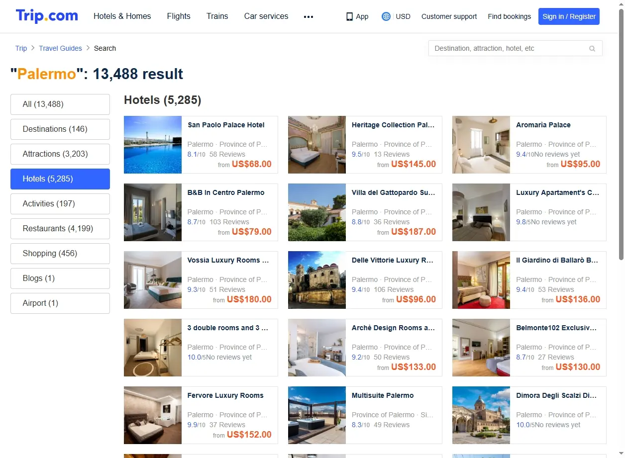Offerte Hotel Palermo Screenshot Trip.com