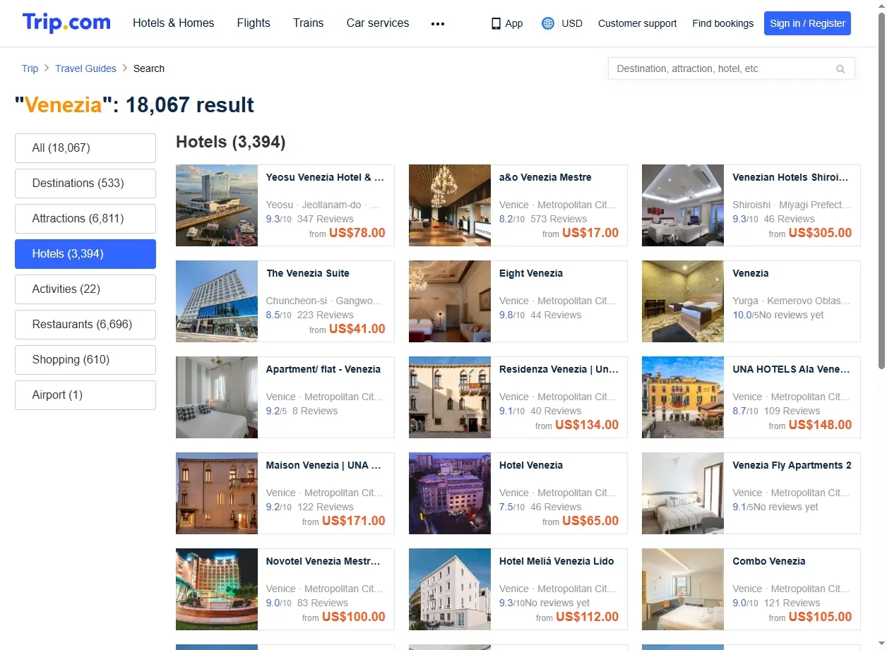 Offerte Hotel e Alloggi a Venezia