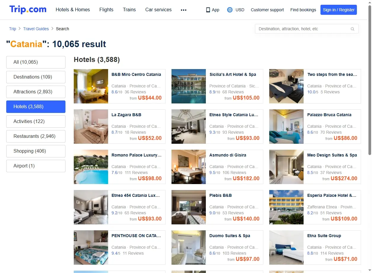 Offerte Hotel a Catania - Screenshot Trip.com