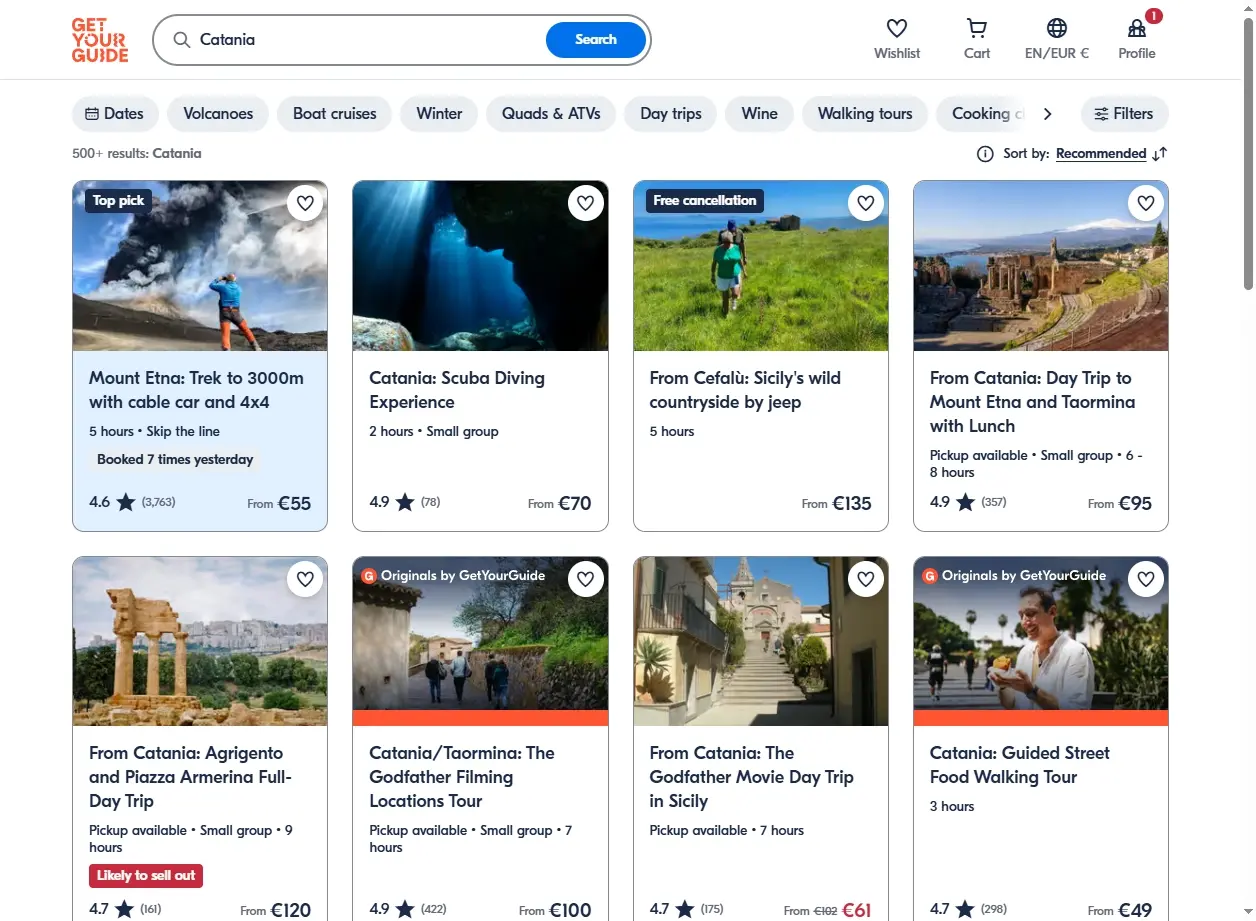 Scopri Attività e Tour a Catania - Screenshot GetYourGuide