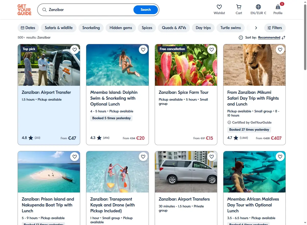 Attività e tour a Zanzibar