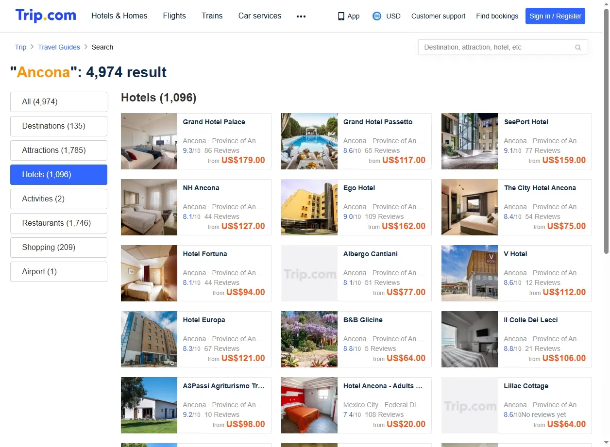 Offerte Hotel per destinazioni da Ancona