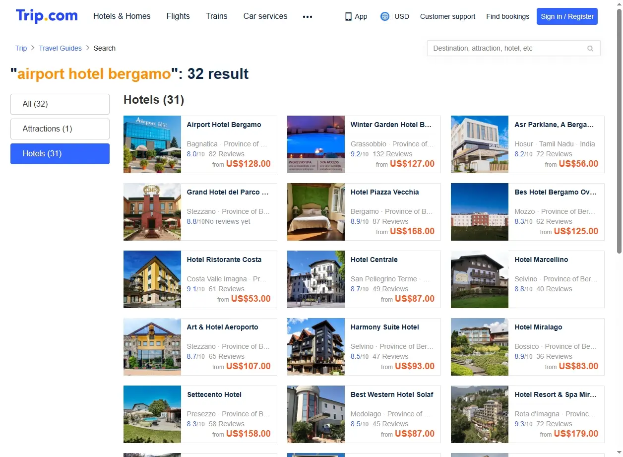 Offerte speciali su hotel vicino Aeroporto di Bergamo