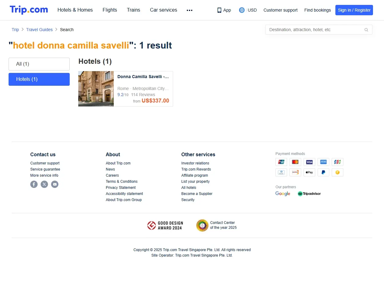 Offerte speciali per l'Hotel Donna Camilla Savelli