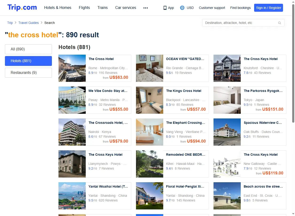 Schermata di offerte speciali per hotel