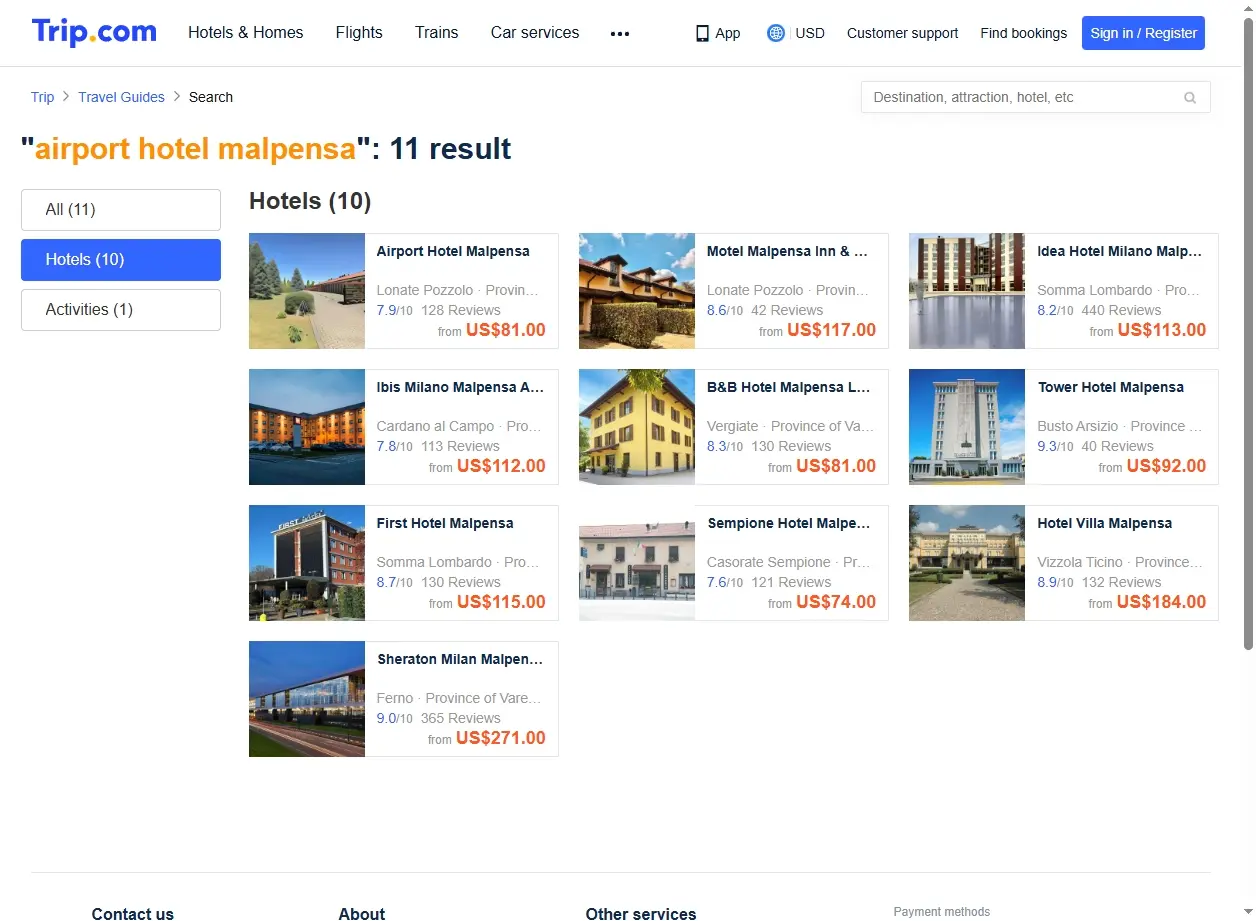 Offerte speciali su airport hotel malpensa
